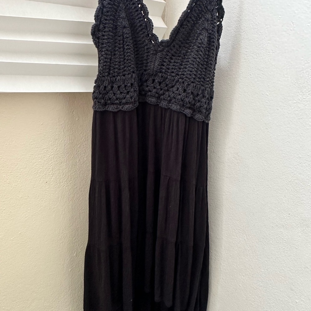 Charlotte Russe Black Crochet Maxi Dress